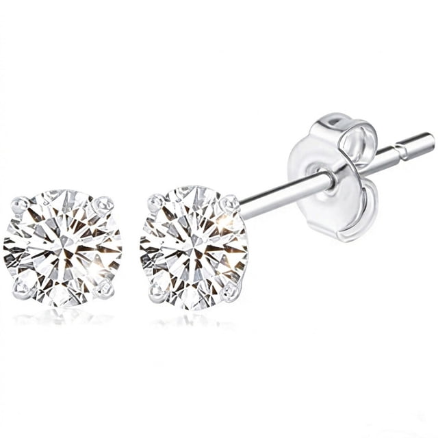 YOUNGYUE Silver Plated Studs Earrings for Women, Hypoallergenic Cubic ...