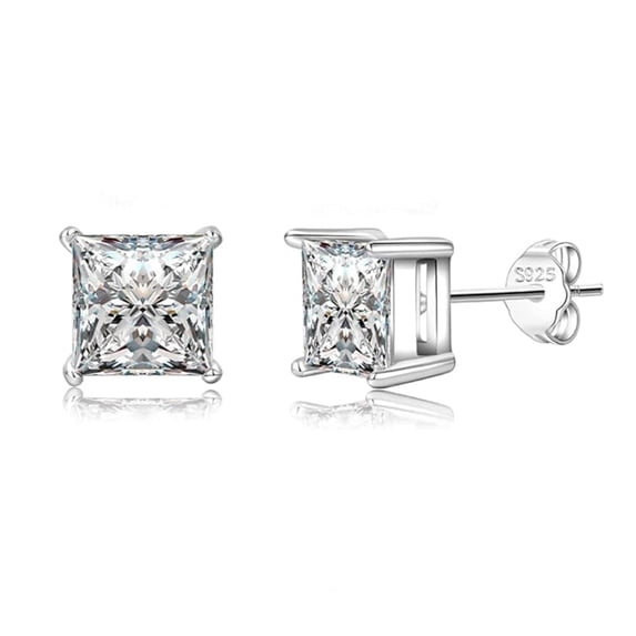YOUNGYUE 925 Sterling Silver Studs Earrings for Women Hypoallergenic Cubic Zirconia Earrings Studs Square Diamond Stud Earring Set for Women