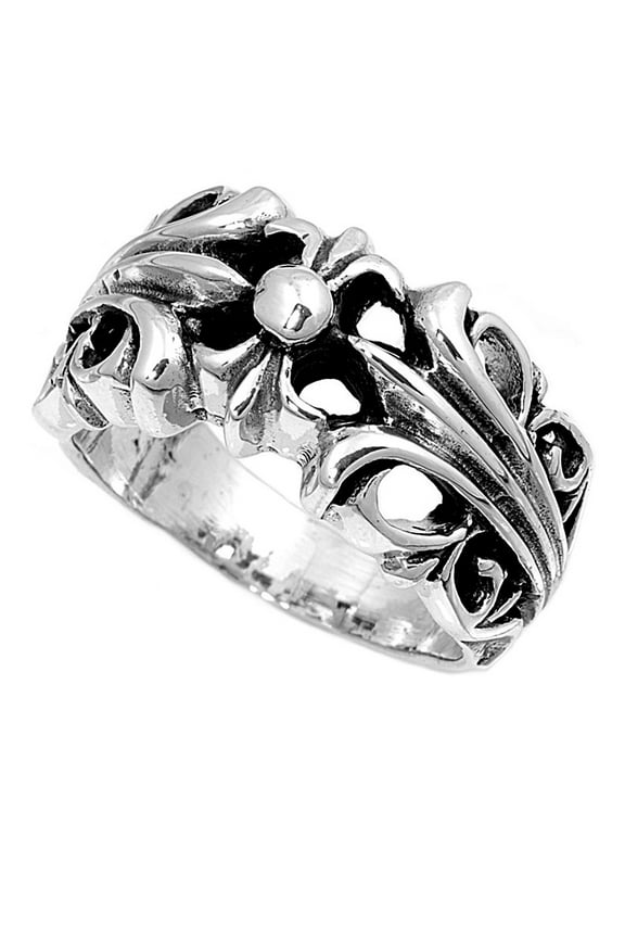 925 Sterling Silver Stylized Lily Ring Size 8