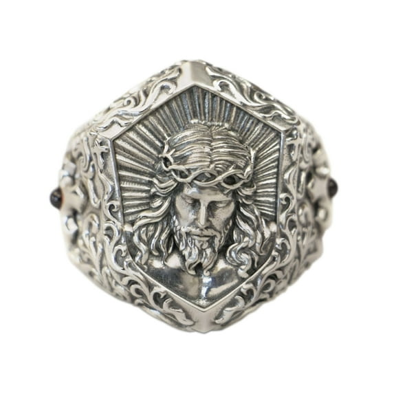 925 Sterling Silver Suffering Jesus Christ Punk Ring TA459 US Size 8