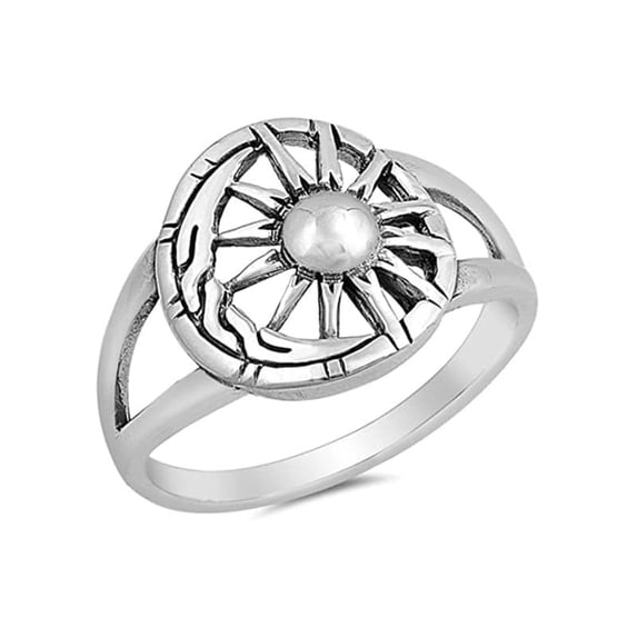 925 Sterling Silver Sun Moon Universe Stylish Stackable Women Band Ring, Stacking Vintage Band Rings