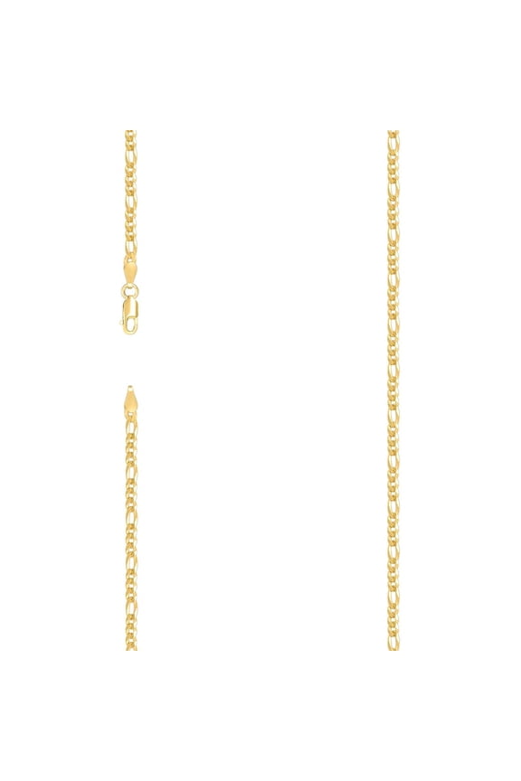 925 Sterling Silver Super Flat Figaro Chain Gold Plated 2.9mm Anklet 9 Inch Anklet for Women and Men
