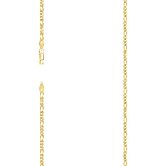 925 Sterling Silver Super Flat Figaro Chain Gold Plated 2.9mm Anklet 9 Inch Anklet for Women and Men