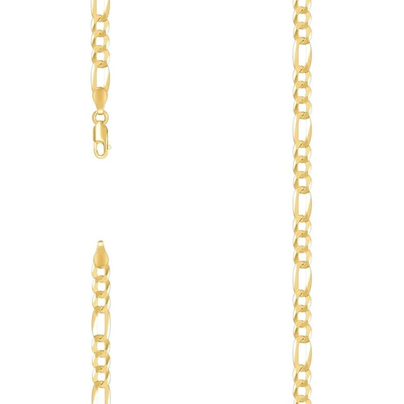 925 Sterling Silver Super Flat Figaro Chain Gold Plated 5.6mm Necklace 22 Inch Chain Necklace for Women and Men