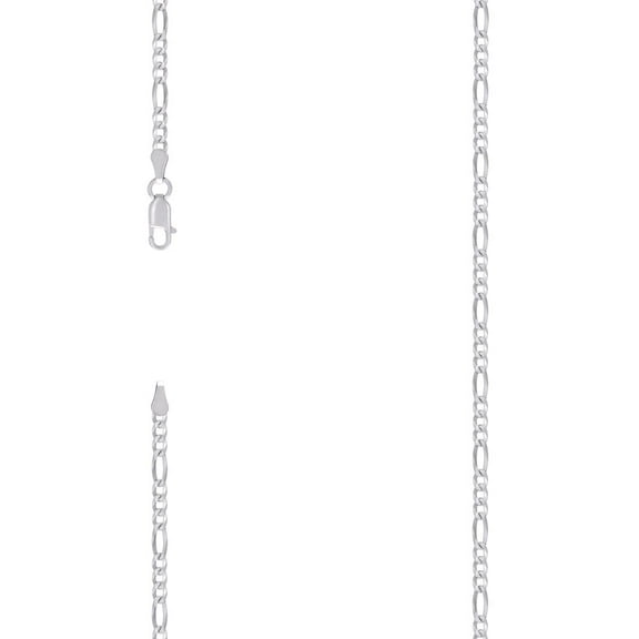 925 Sterling Silver Super Flat Figaro Chain Rhodium Plated 2.9mm Necklace 22 Inch Chain Necklace for Women and Men