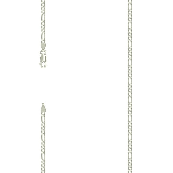 925 Sterling Silver Super Flat Figaro Chain Silver Plated 2.9mm Necklace 18 Inch Chain Necklace for Women and Men