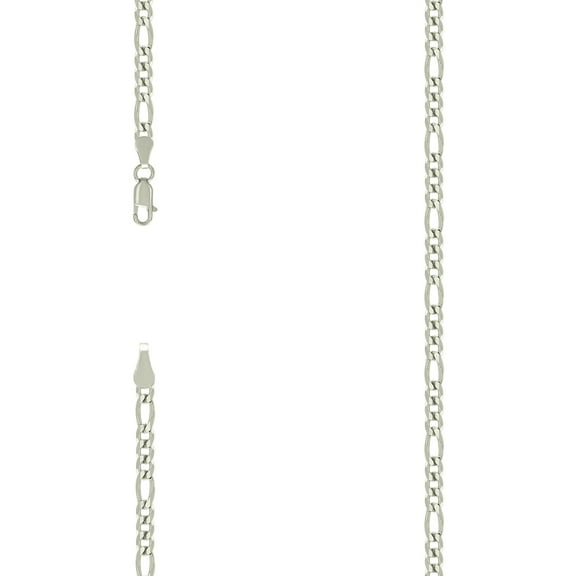 925 Sterling Silver Super Flat Figaro Chain Silver Plated 3.9mm Bracelet 7 Inch Link Bracelet for Women and Men