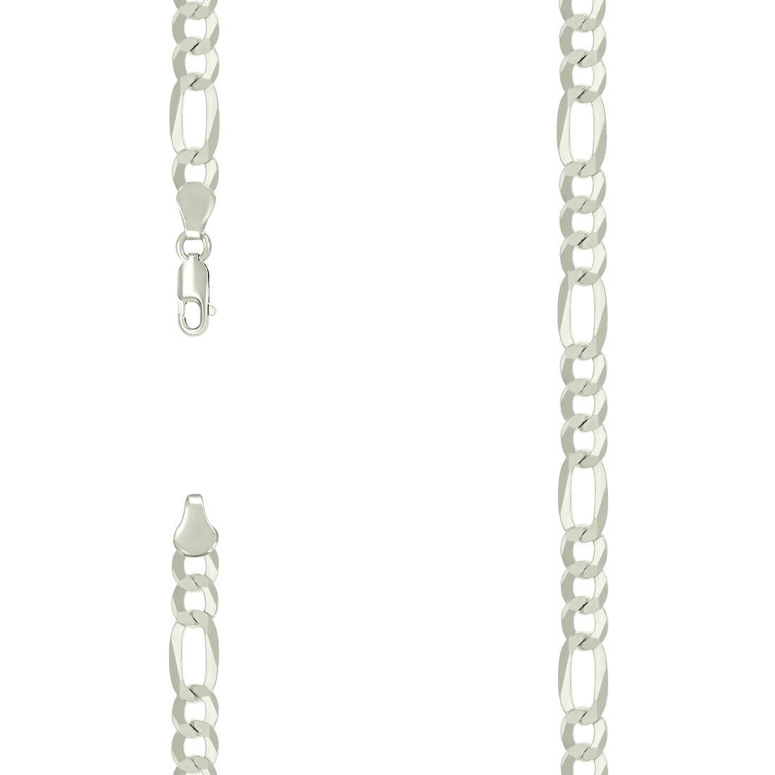 925 Sterling Silver Super Flat Figaro Chain Silver Plated 7.8mm Anklet 9 Inch Anklet for Women and Men