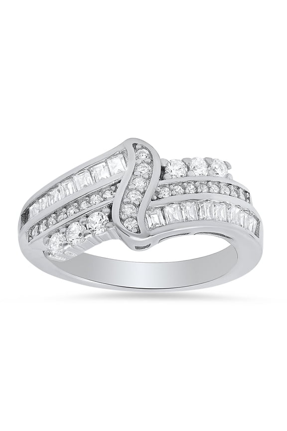 925 Sterling Silver Swirl Diamond Cubic Zirconia Ring | Engagement Ring, Wedding Rings for Women