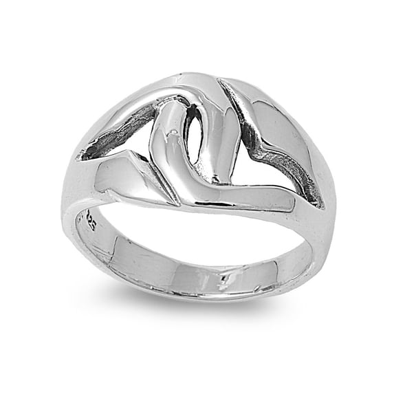 925 Sterling Silver Swirl Heart Ring Size 8