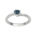 thumbnail image 1 of 925 Sterling Silver Swiss Blue Topaz 4MM Heart Shape Dainty Mother's Day Gift Ring, 1 of 2