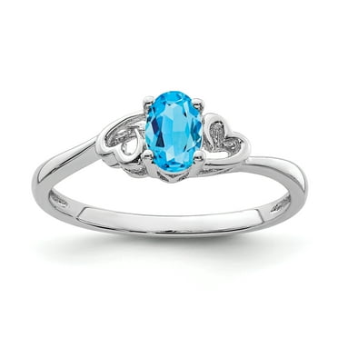 925 Sterling Silver Swiss Blue Topaz Band Ring Size 7.00 Birthstone December Gemstone Fine Jewelry For Women Gifts For Her