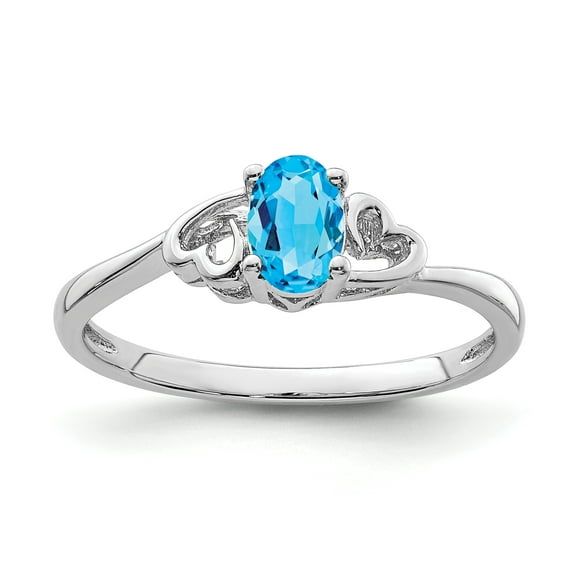 925 Sterling Silver Swiss Blue Topaz Band Ring Size 7.00 Birthstone December Gemstone Fine Jewelry For Women Gifts For Her