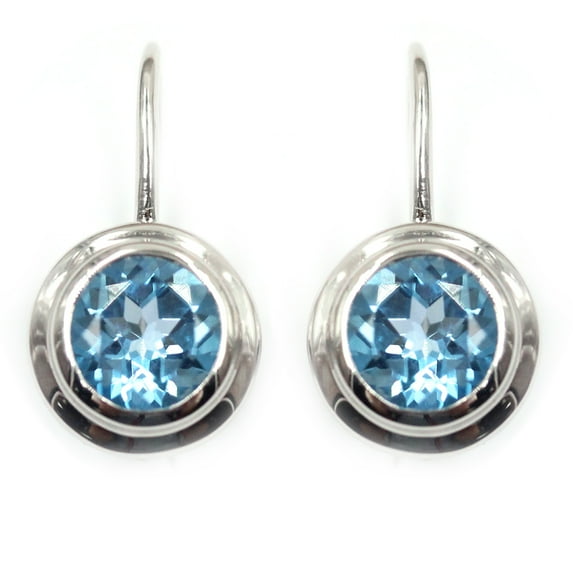 925 Sterling Silver Swiss Blue Topaz Earring
