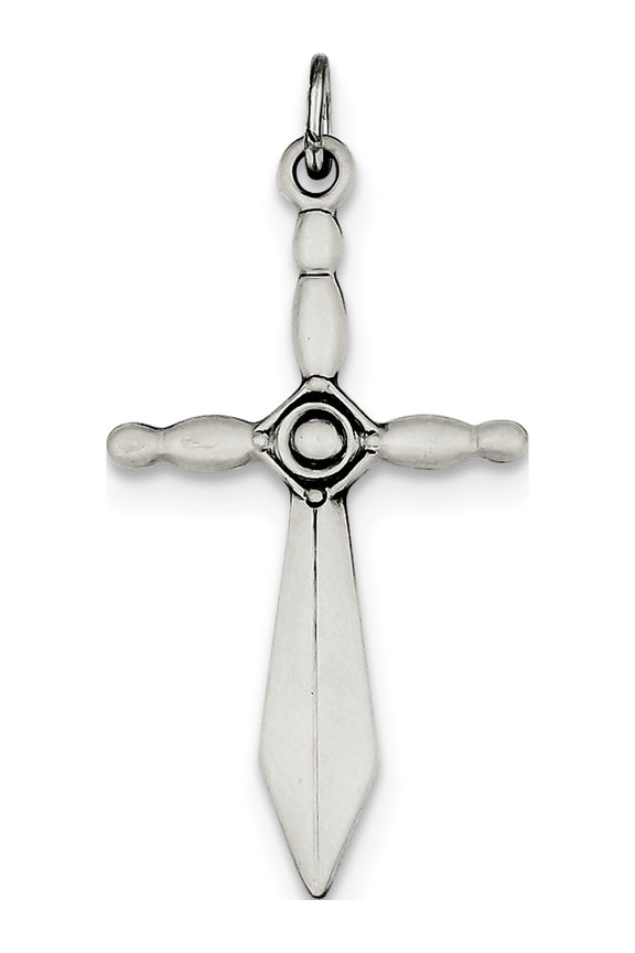 925 Sterling Silver Sword Cross (21x38mm) Pendant / Charm