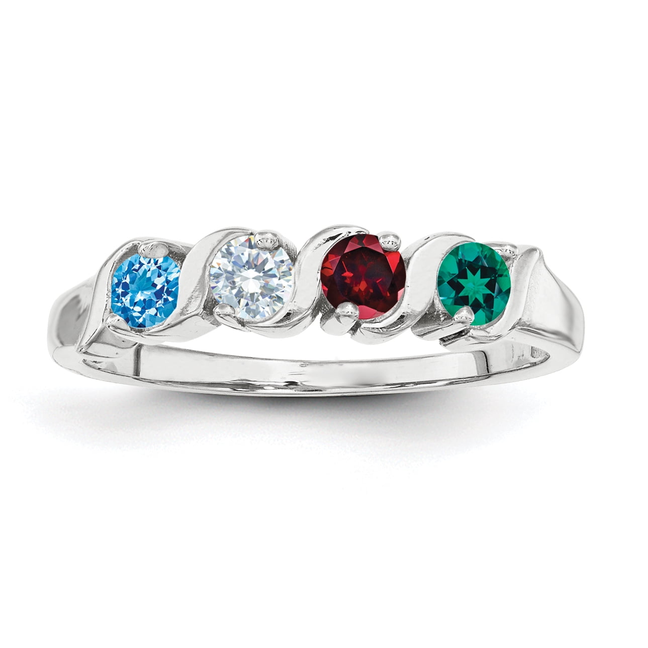 925 Sterling Silver Synthetic 4 Stone Motherring Size 7.00 Ring Mot Fine Jewelry For Women Gifts For Her