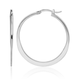 thumbnail image 1 of 925 Sterling Silver Tapered Round Medium Hoop Earrings, 1 of 10
