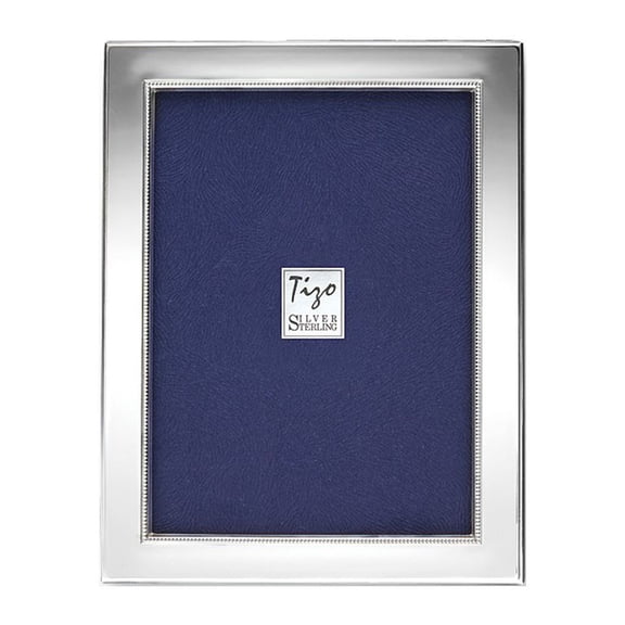 925 Sterling Silver Tarnish Resistant Beaded 5x7 Photo Frame with Finished Wood Back