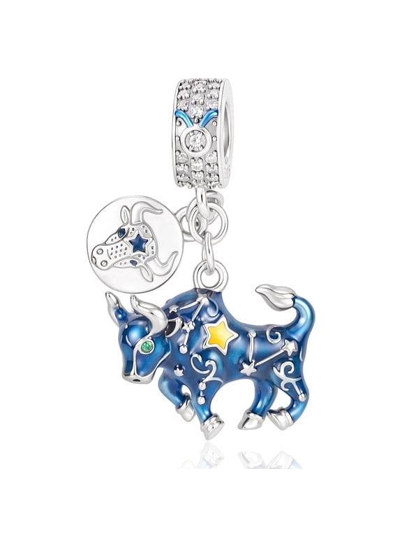 925 Sterling Silver Taurus Zodiac Bull Dangle Charm for Bracelet Charms Bangle Pendant Jewelry