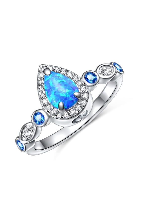 925 Sterling Silver Teardrop Urn Rings Hold Loved Ones Ashes, Blue Opal Cremation Keepsake Urn Ring Memorial Jewelry Gift for Ashes for Women C113