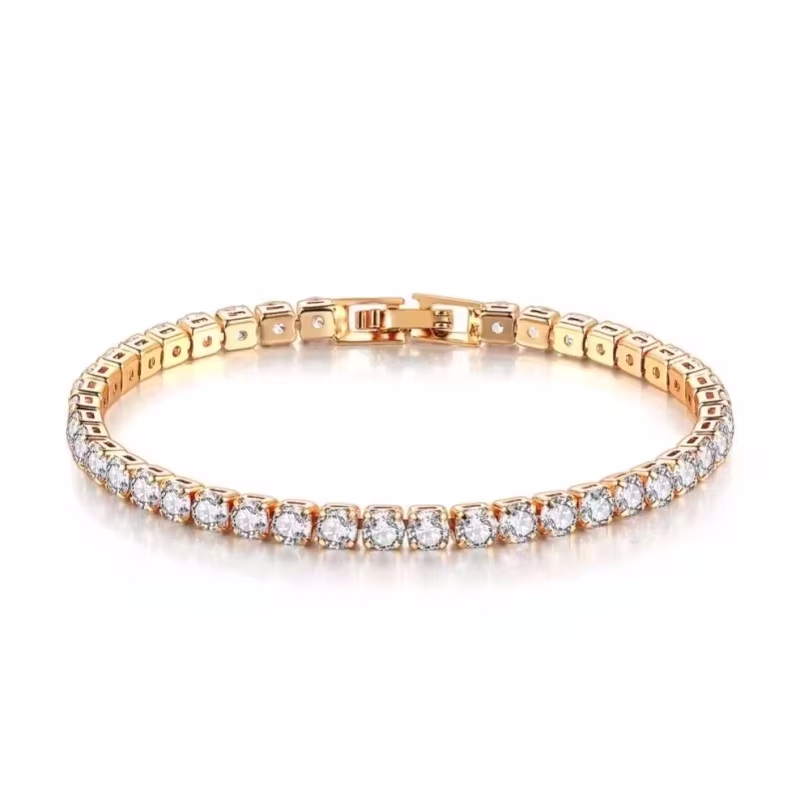 925 Sterling Silver Tennis Bracelet 2/4mm Cubic Zirconia for Women Mens Crystal Chain on The Hand Hip-hop Streetwear Jewelry