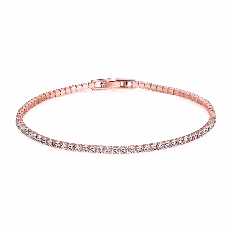 925 Sterling Silver Tennis Bracelet 2/4mm Cubic Zirconia for Women Mens Crystal Chain on The Hand Hip-hop Streetwear Jewelry