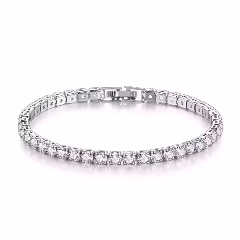 925 Sterling Silver Tennis Bracelet 2/4mm Cubic Zirconia for Women Mens Crystal Chain on The Hand Hip-hop Streetwear Jewelry