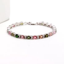 925 Sterling Silver Tennis Bracelet For Women Multi Tourmaline Oval Gift For Her Tennis Bracelet Anniversary Gift