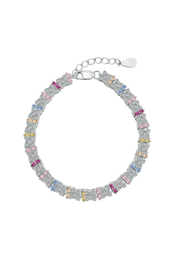 925 Sterling Silver Tennis Bracelet for Women Width 5.5MM 5A CZ Colorful Bracelet Eternity Party Prom Bracelets for Wife Mom Grandma Sisters Adjustable 16.5+2CM