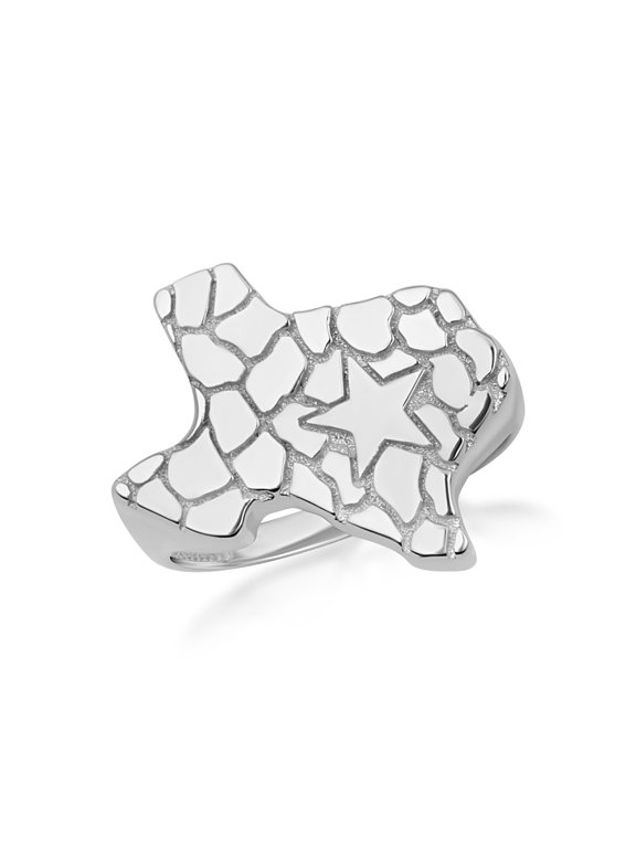 925 Sterling Silver Texas Lone Star State Nugget Ring (Size 9.25)