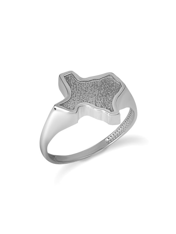 925 Sterling Silver Texas State Map Textured Ring (Size 7.5)