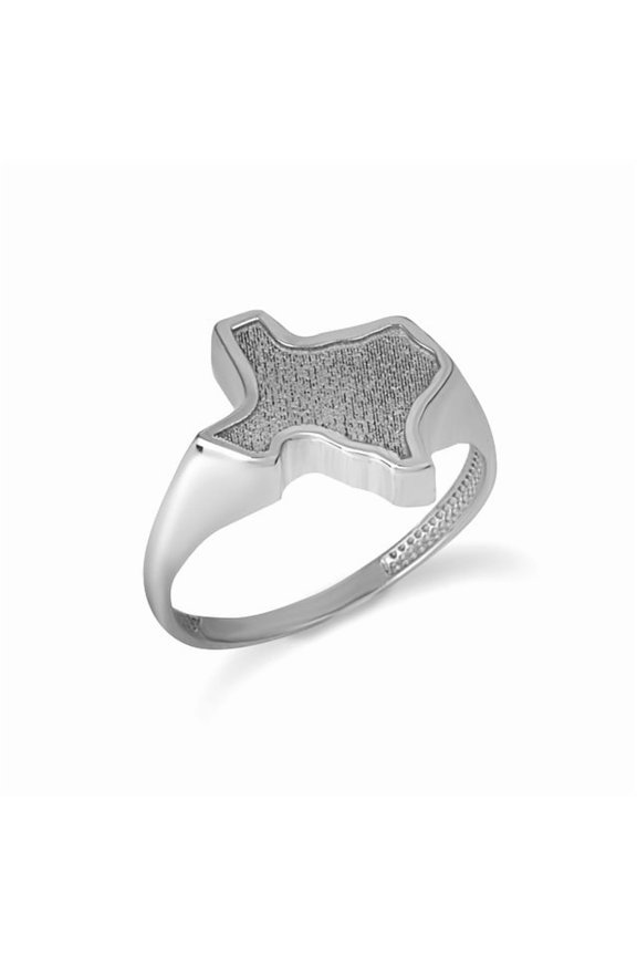 925 Sterling Silver Texas State Map Textured Ring (Size 7)