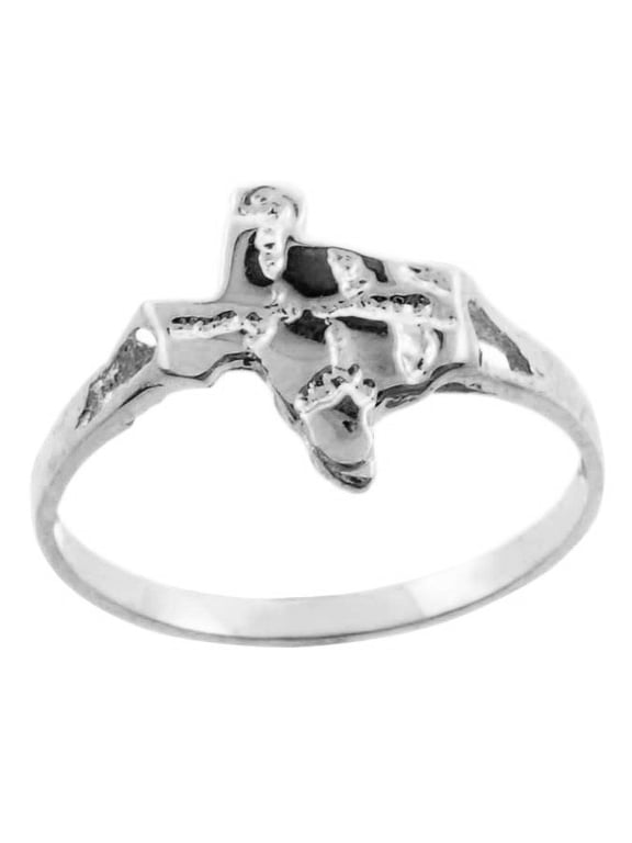 .925 Sterling Silver Texas State Men's Nugget Ring (Size 12.5)