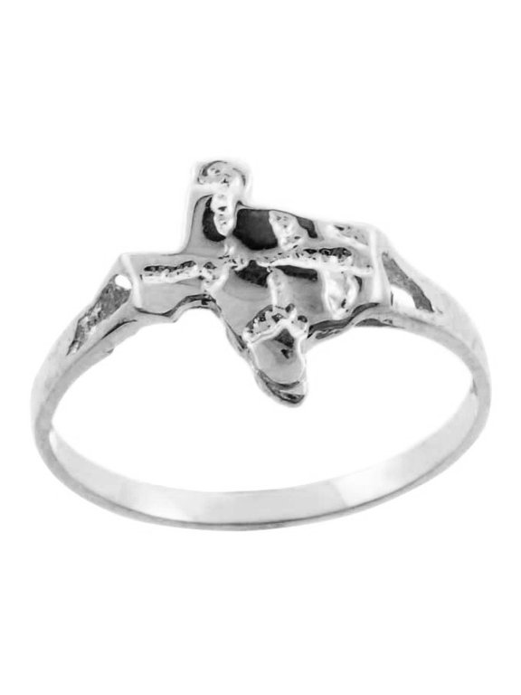 .925 Sterling Silver Texas State Men's Nugget Ring (Size 4)