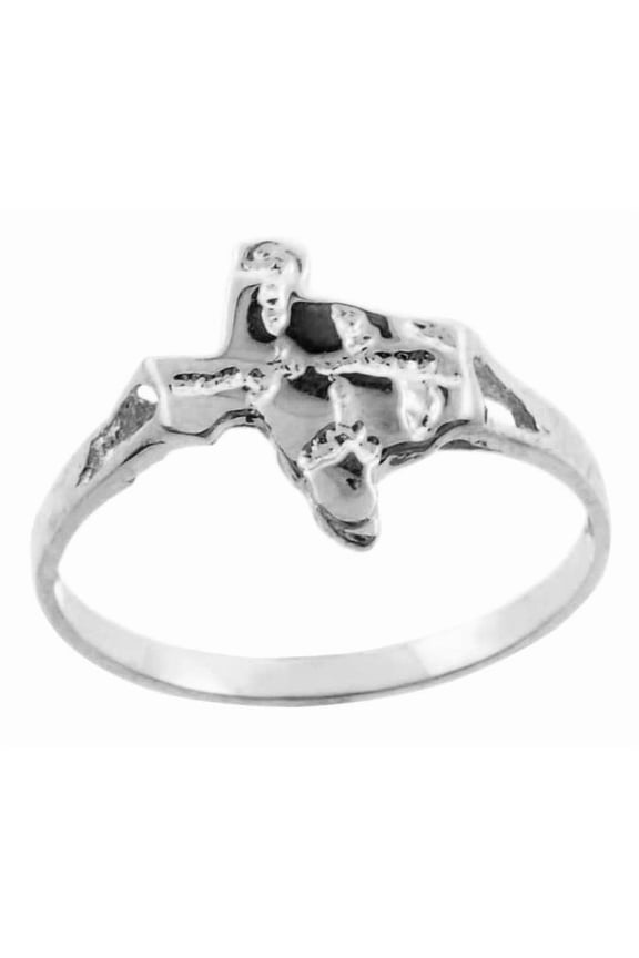 .925 Sterling Silver Texas State Men's Nugget Ring (Size 6.5)