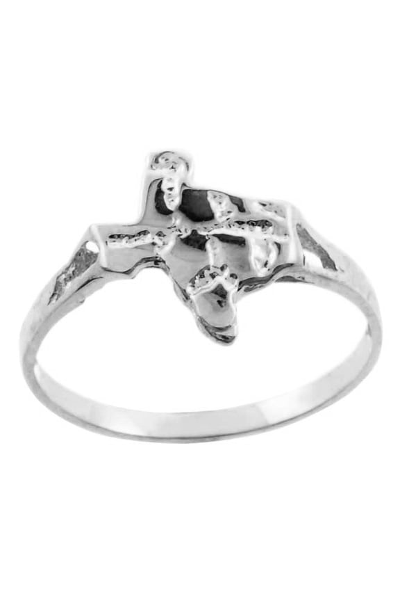 .925 Sterling Silver Texas State Men's Nugget Ring (Size 9.5)