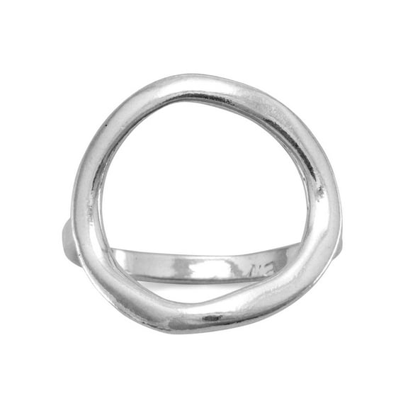 925 Sterling Silver Textured 17mm Open Circle Ring Size 11 Ring for Women