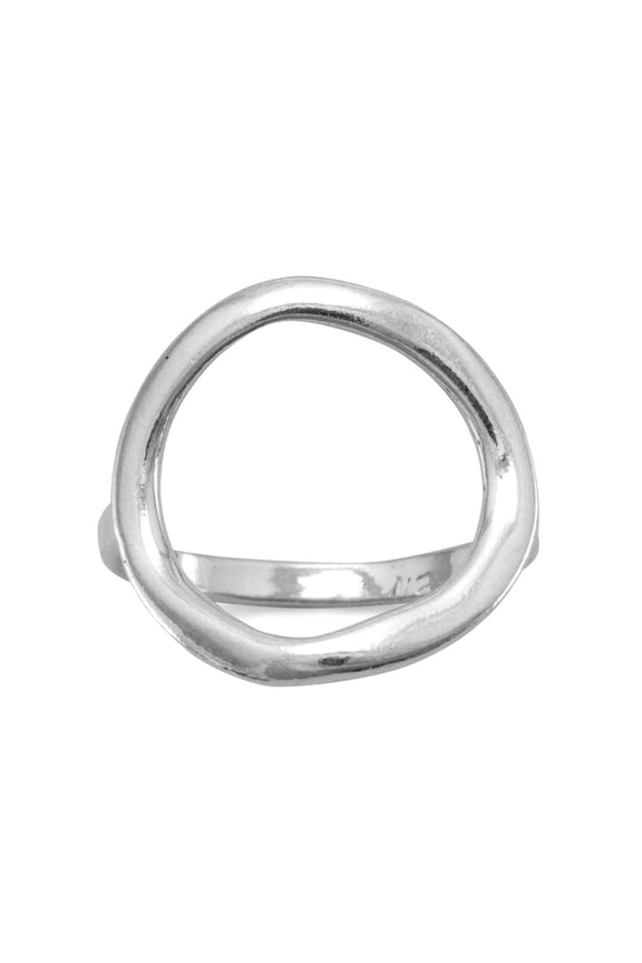 925 Sterling Silver Textured 17mm Open Circle Ring Size 11 Ring for Women
