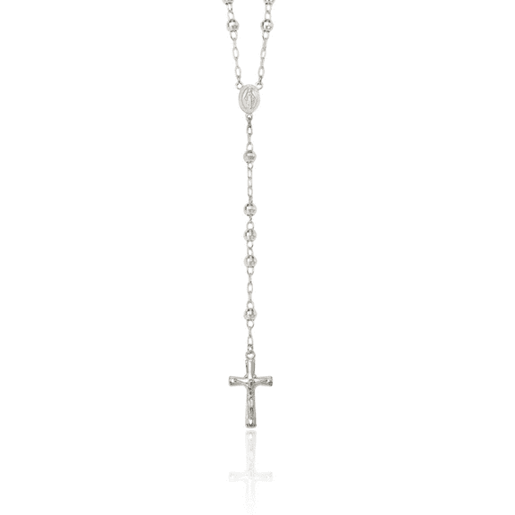 925 Sterling Silver Rosary Bead Necklace Chain