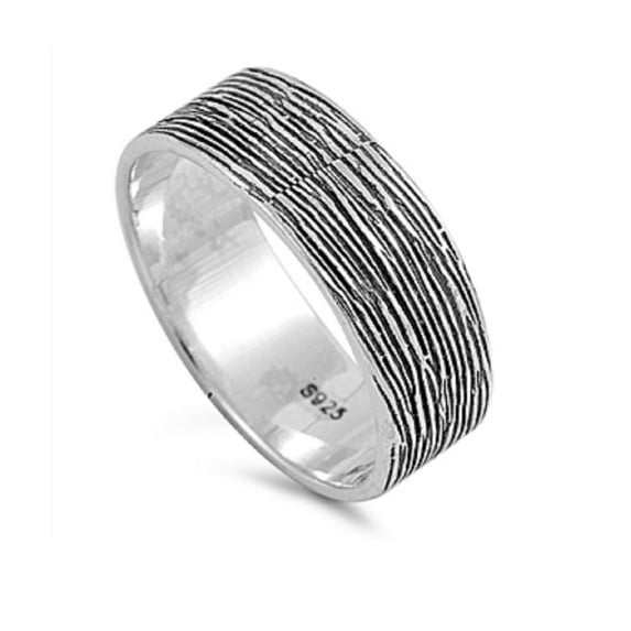 925 Sterling Silver Textured Designer Ring Size 8