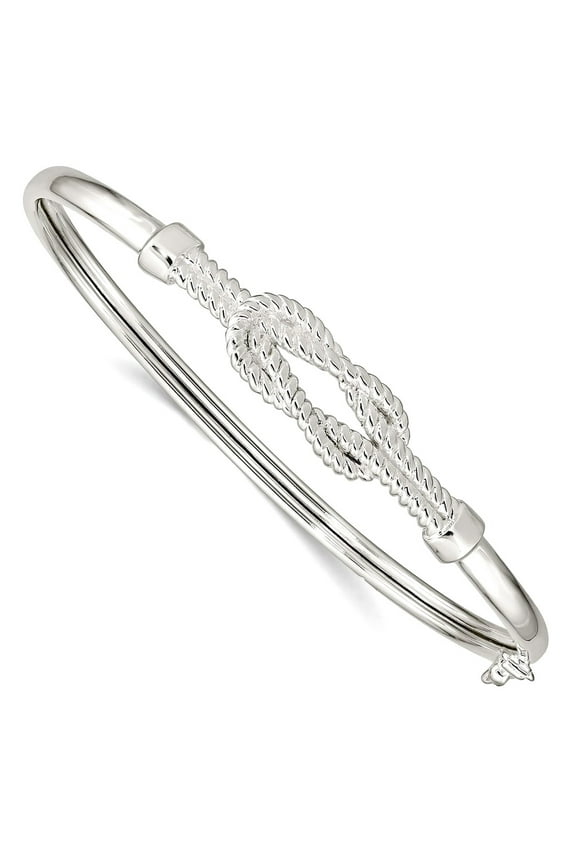 925 Sterling Silver Textured Love Knot Flexible Bangle Bracelet 4mm Wide Cuff Bracelet for Women