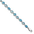 thumbnail image 1 of 925 Sterling Silver Textured Polished Blue Topaz Bracelet 7 Inch Lobster Claw 6mm Wide Link Bracelet for Women, 1 of 2