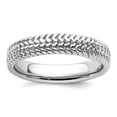 thumbnail image 1 of 925 Sterling Silver Textured Polished Patterned Stackable Rhodium Ring Size 6 Stackable Ring for Women, 1 of 2