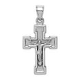 thumbnail image 1 of 925 Sterling Silver Textured Polished Reversible Hollow Latin Crucifix Pendant Necklace 29x15mm Wide Pendant for Women, 1 of 3