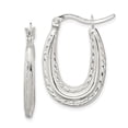 thumbnail image 1 of 925 Sterling Silver Textured Rope Oval Hoop Earrings, 1 of 3
