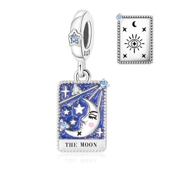 925 Sterling Silver The Moon Tarot Card Dangle Charm for Bracelet Charms Bangle Pendant Jewelry