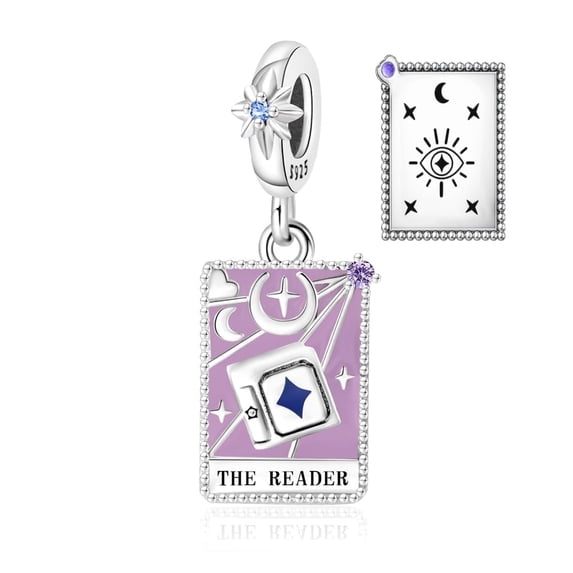 925 Sterling Silver The Reader Tarot Card Dangle Charm for Bracelet Charms Bangle Pendant Jewelry