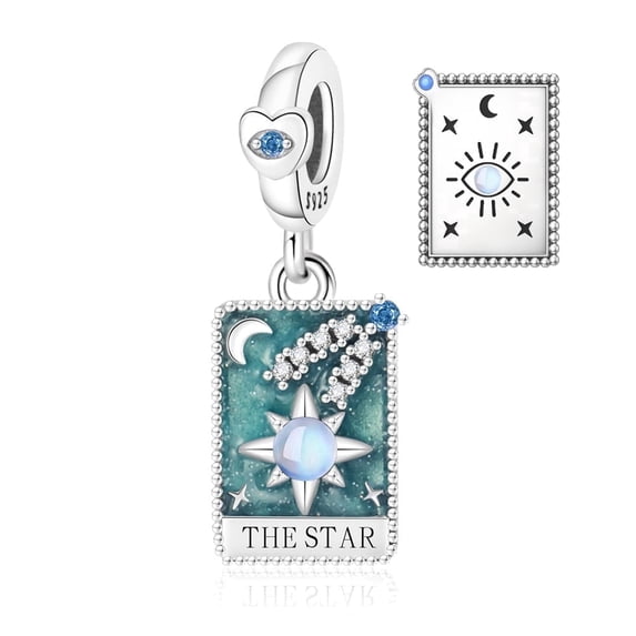 925 Sterling Silver The Star Tarot Card Dangle Charm for Bracelet Charms Bangle Pendant Jewelry