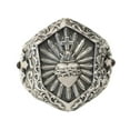 thumbnail image 1 of 925 Sterling Silver Thorn Heart Cross Sword Punk Ring TA460 US Size 14, 1 of 16