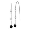 thumbnail image 1 of 925 Sterling Silver Threader Polished Black Simulated Onyx Long Drop Dangle Earrings 54x6mm Wide Dangle Earring for Wome, 1 of 2